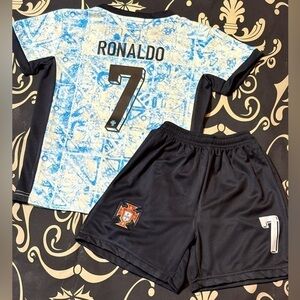 BLUE KIDS RONALDO SMALL PORTUGAL SOCCER JERSEY SIZE YOUTH 24 NEW - SHIPS TODAY
